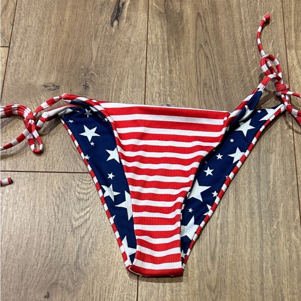 Zaful Red and Blue Striped Bikini Bottom